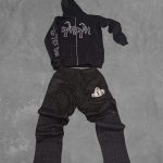 WHWH Cotton Fleece Zipper Rhinestone Set